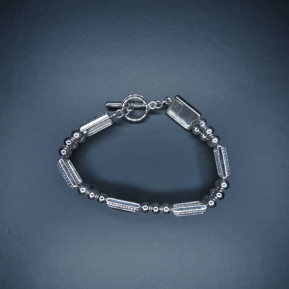 Silver Tone and Black Beaded Bracelet - Picture 6 of 6